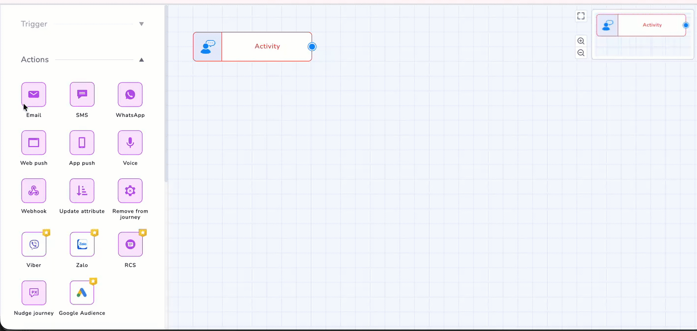Adding Email Node to the Journey Canvas