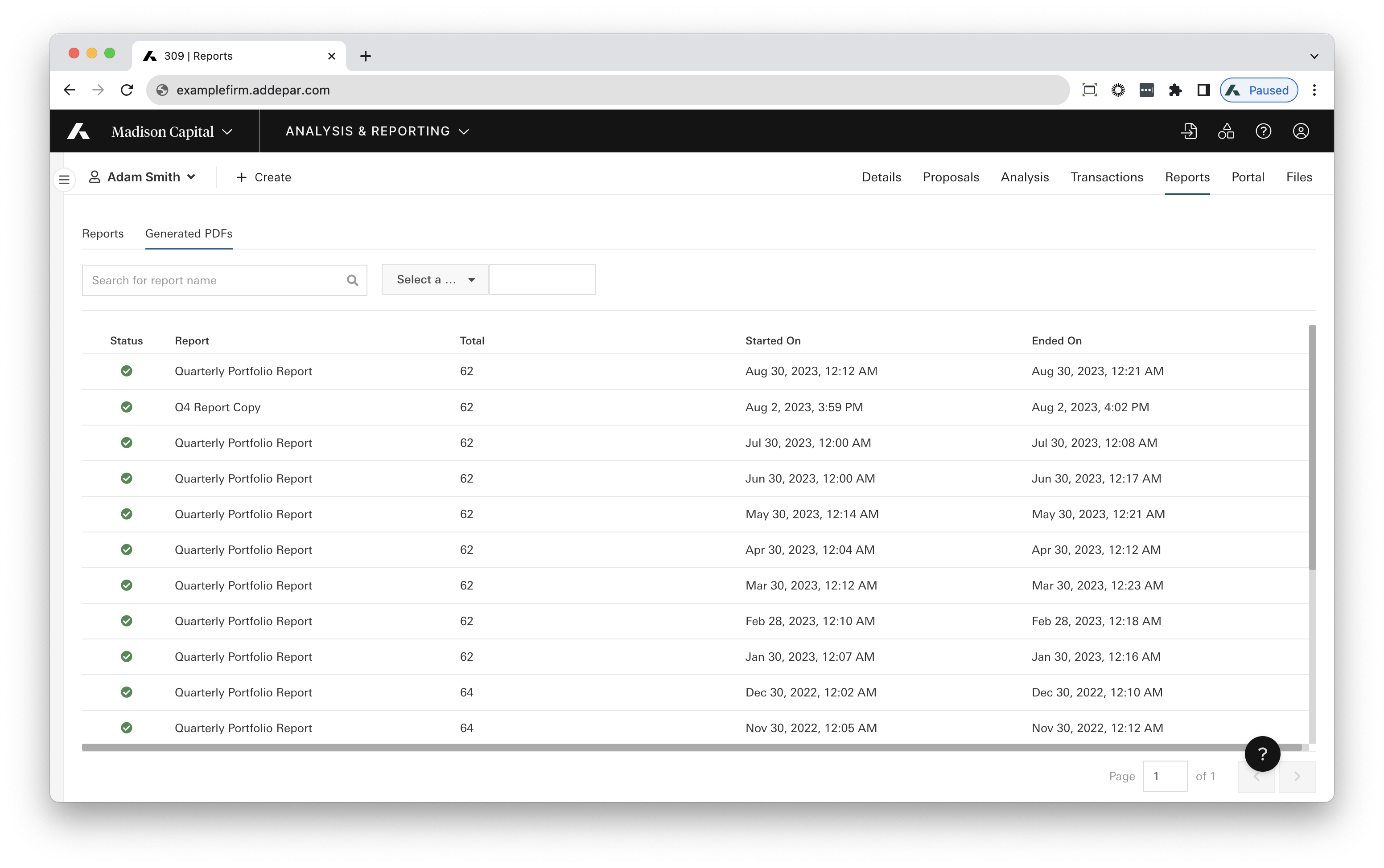 Generated Reports