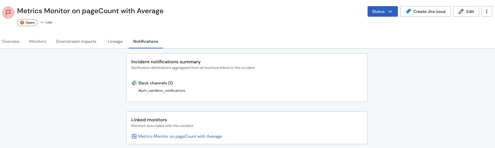 The Incident detail page – Notifications tab