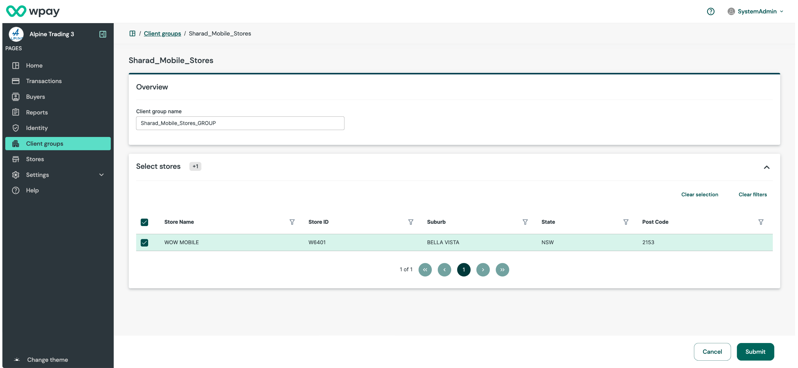 Edit and save a Client Group