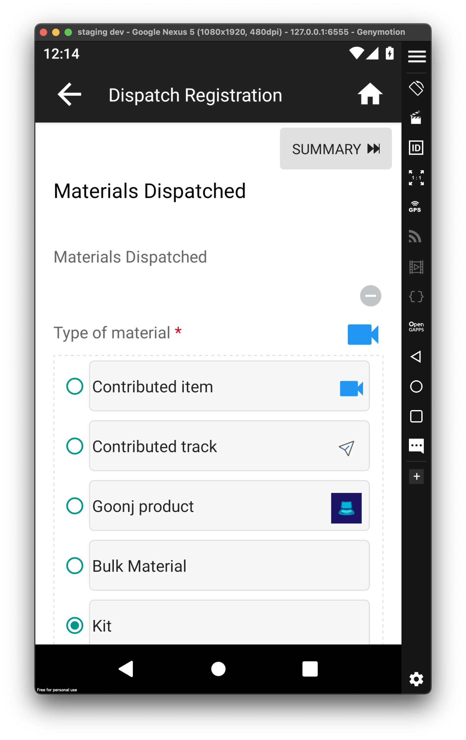Mobile app view showing media icons next to answer options (video and image icons visible)