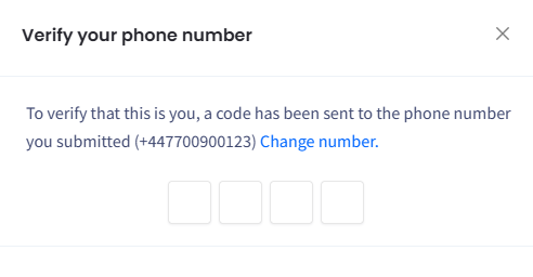 Screenshot of the Verify your phone number window