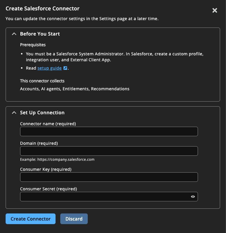 Saleforce connector settings