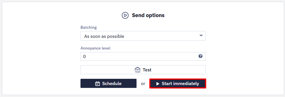 Start Immediately Screen