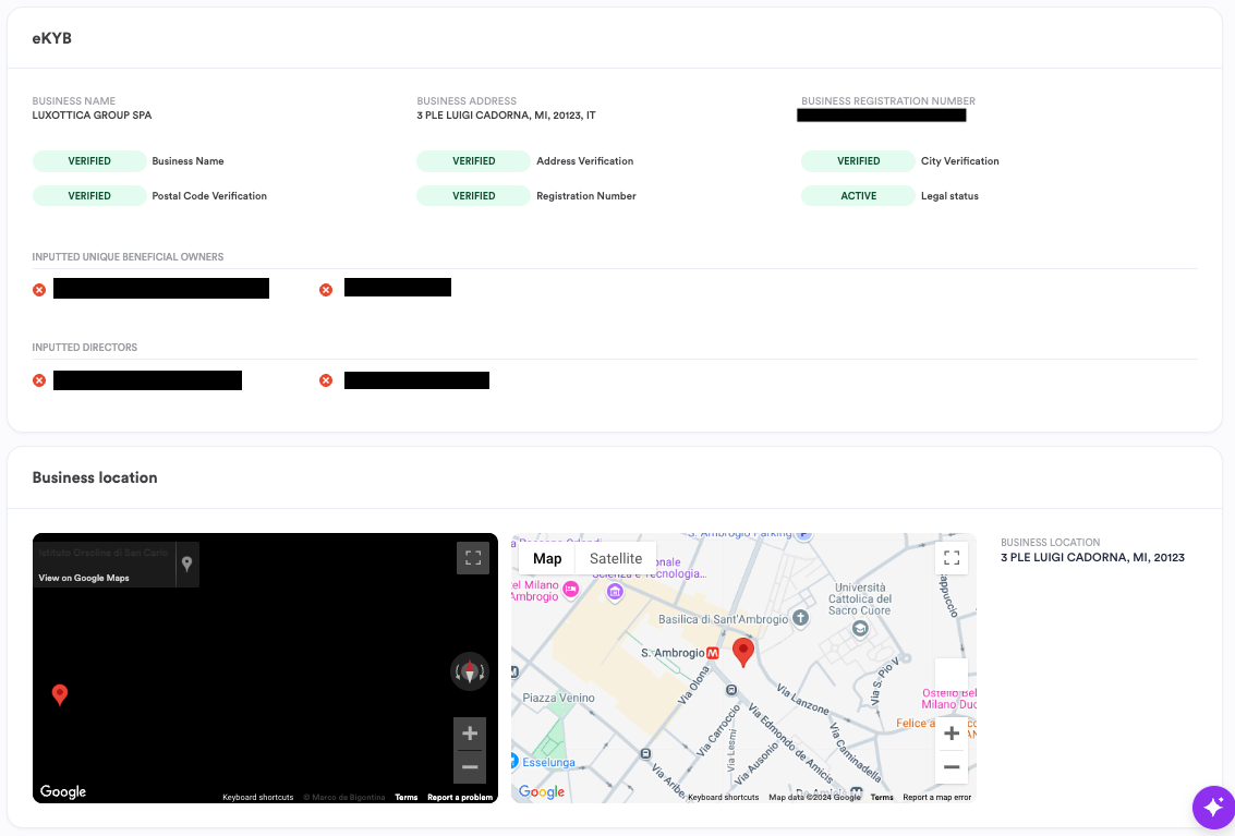 eKYB single session dashboard results