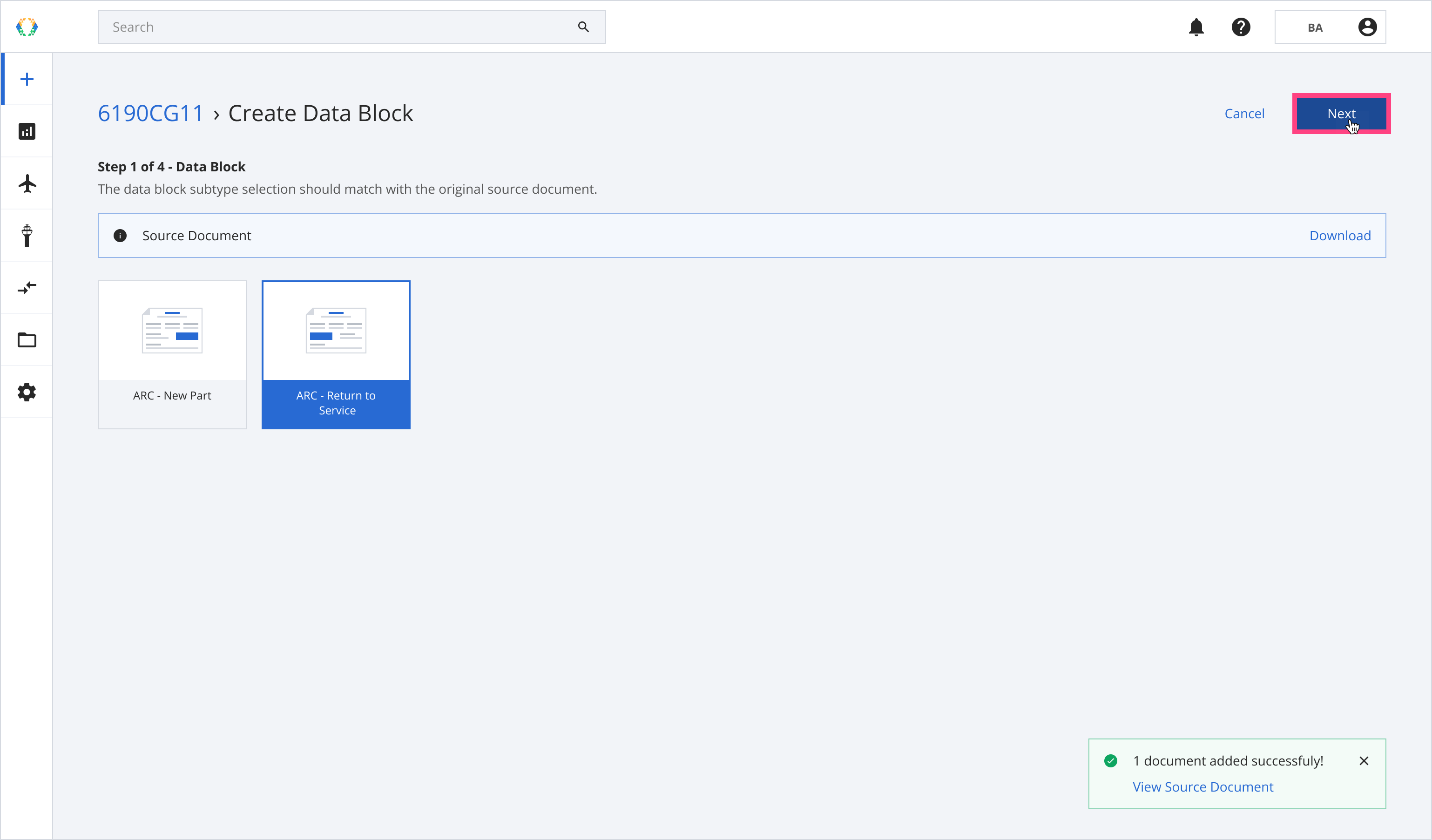 Select document type