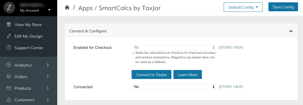 Connect To TaxJar Button
