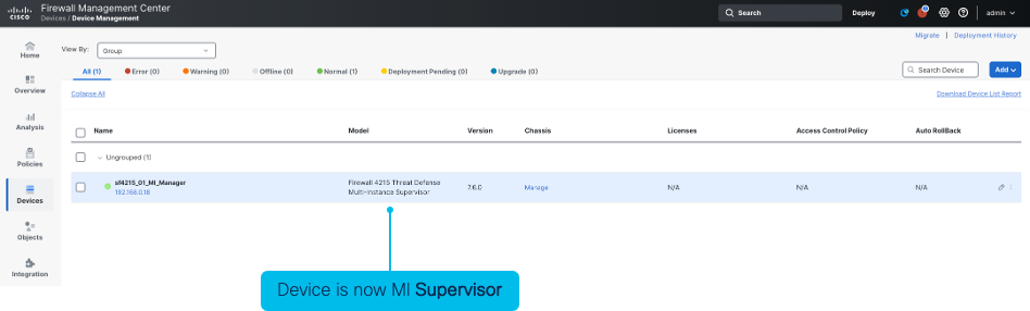 **Figure 8:** Device Management Page - Multi-Instance Supervisor