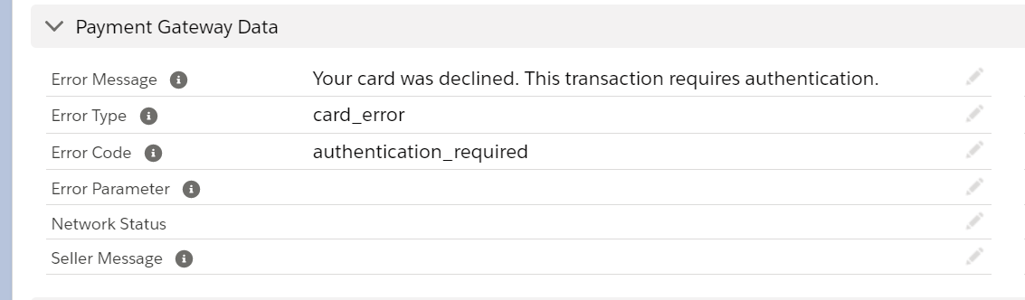 Error message on the Transaction record that was created from the Virtual Terminal