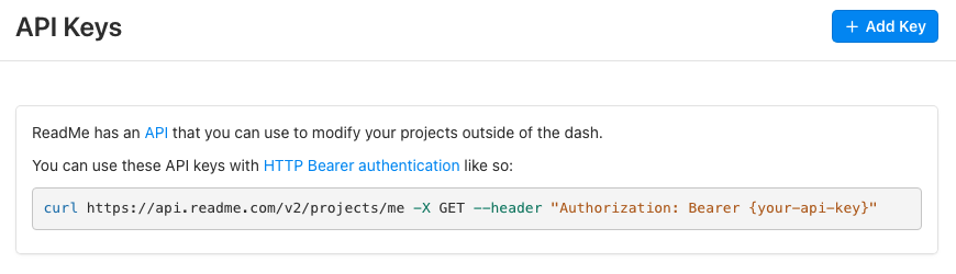 The dashboard state when you have not generated any API keys for your project