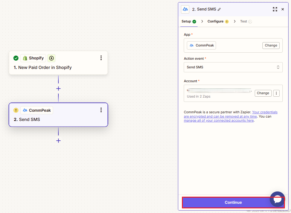 Screenshot of the Setup tab