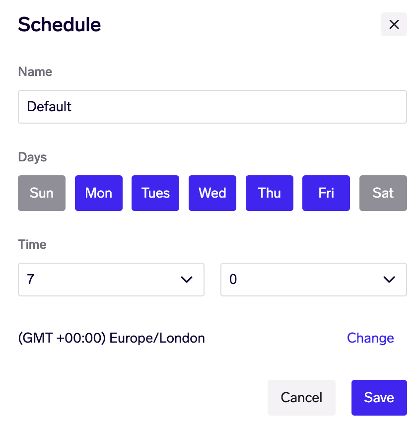 Email notification schedule