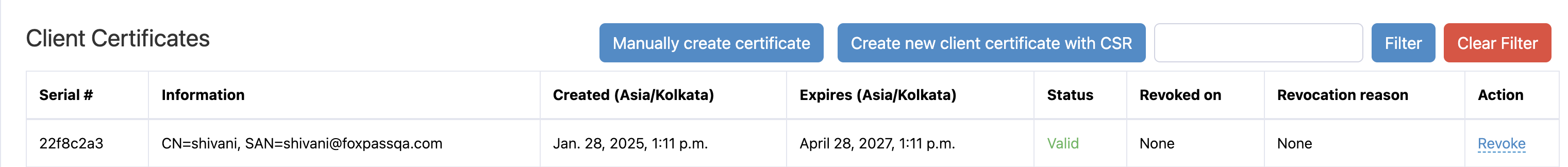 Client certificate