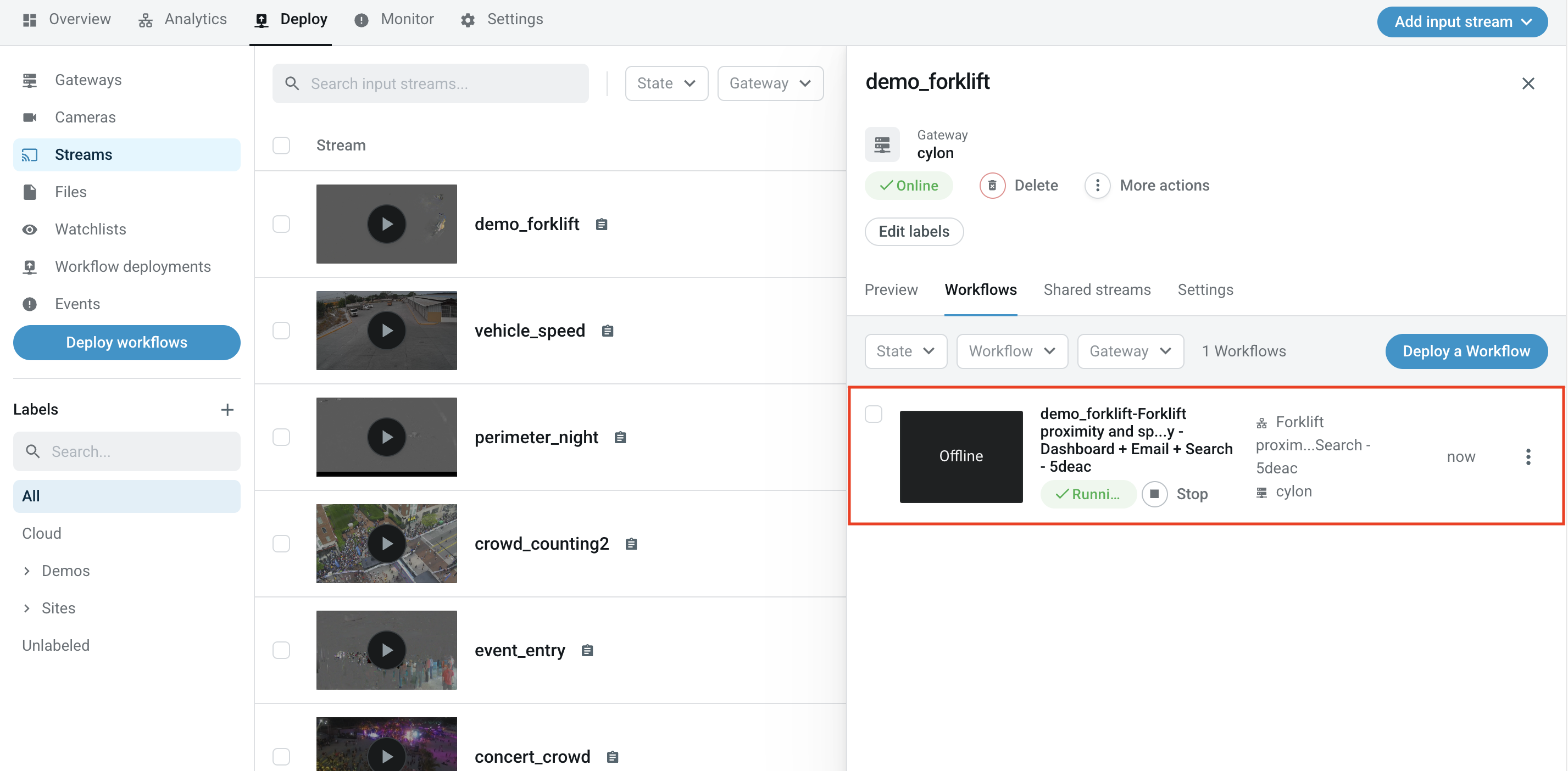Pipeline stream in the source Stream's deployment tab