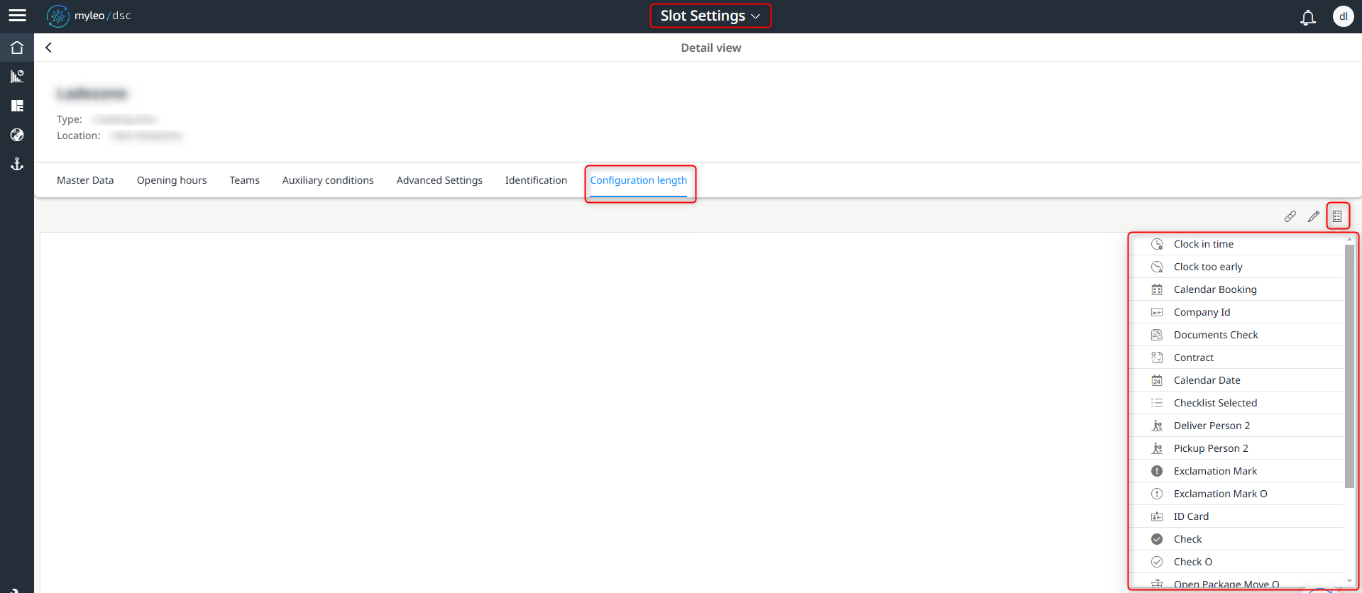Display of the legend with all icons of the Blockly rules