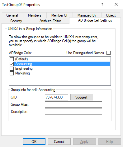 AD Bridge Cells group access configuration