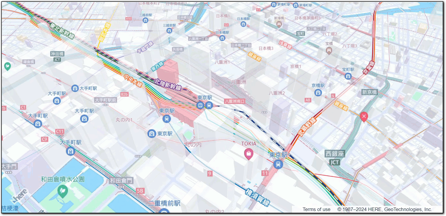 An interactive map showing an area in Tokyo, Japan