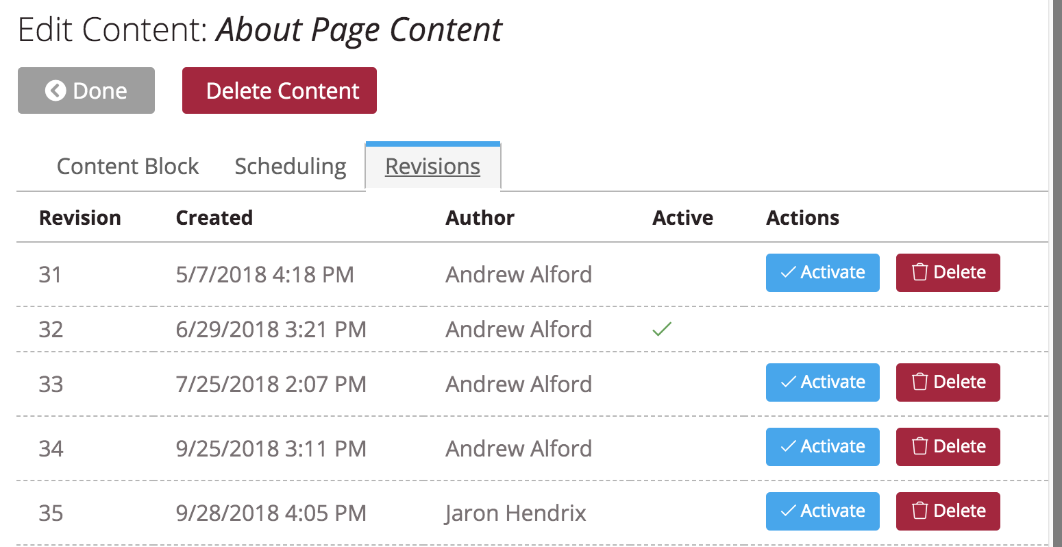 revisions.png The Content Block Revisions interface