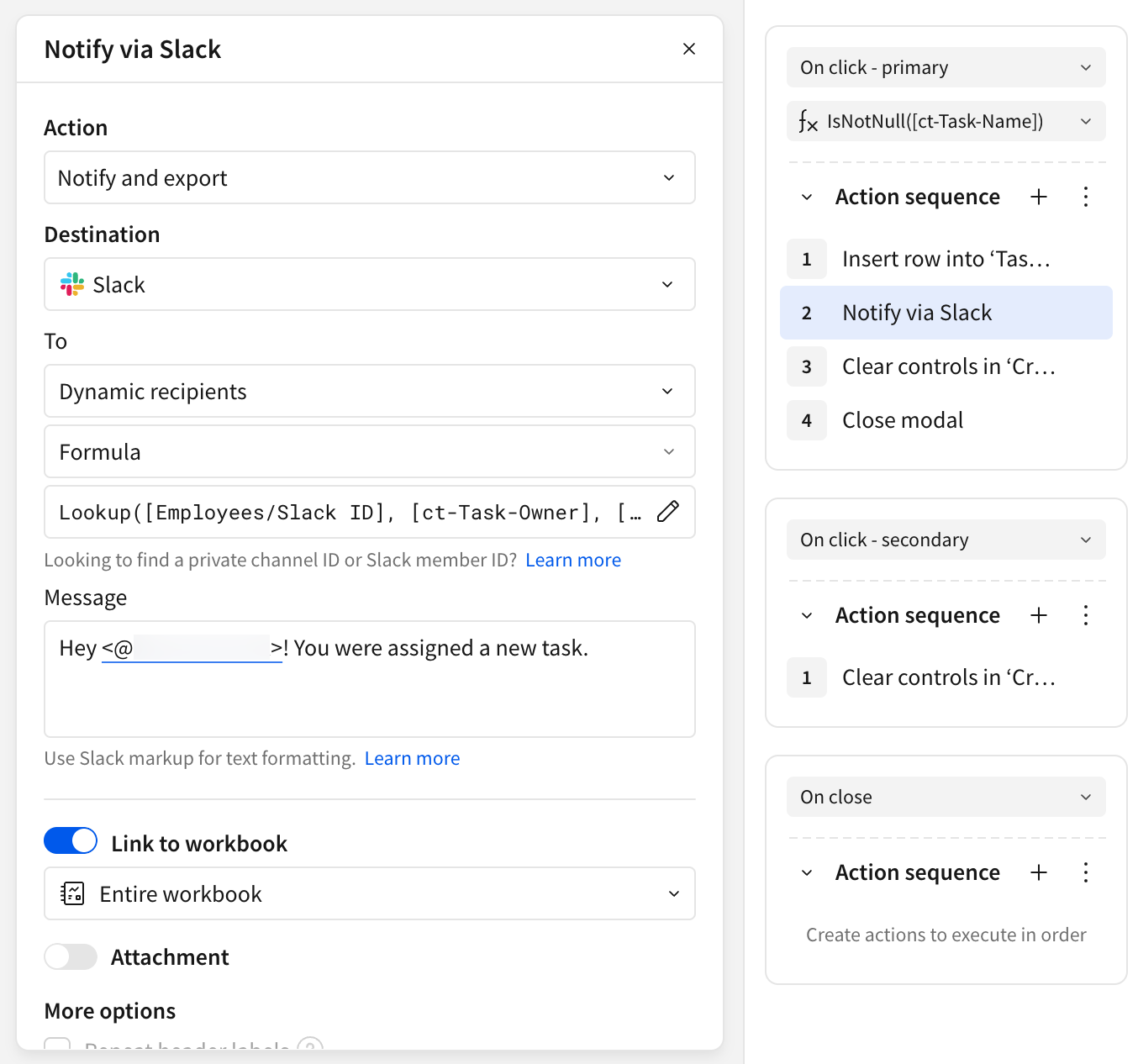 A screenshot of the Sigma UI shows a notification action configured according to this tutorial