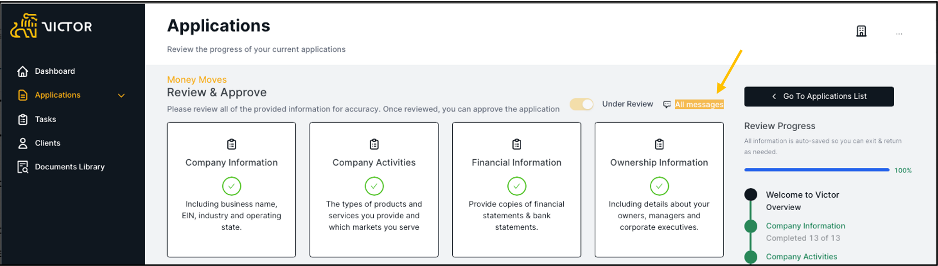 Figure 32. Application page - all messages