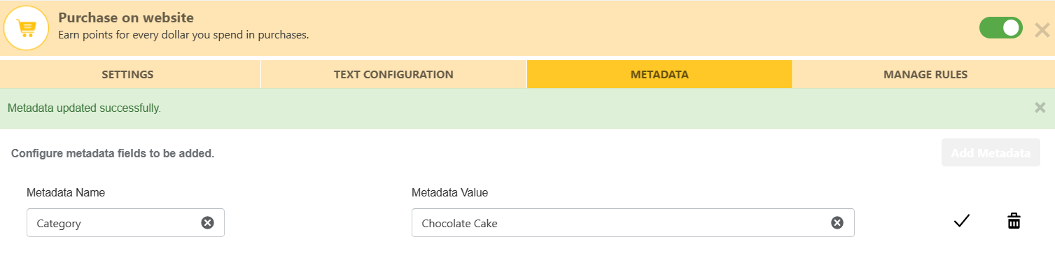 Metadata configuration