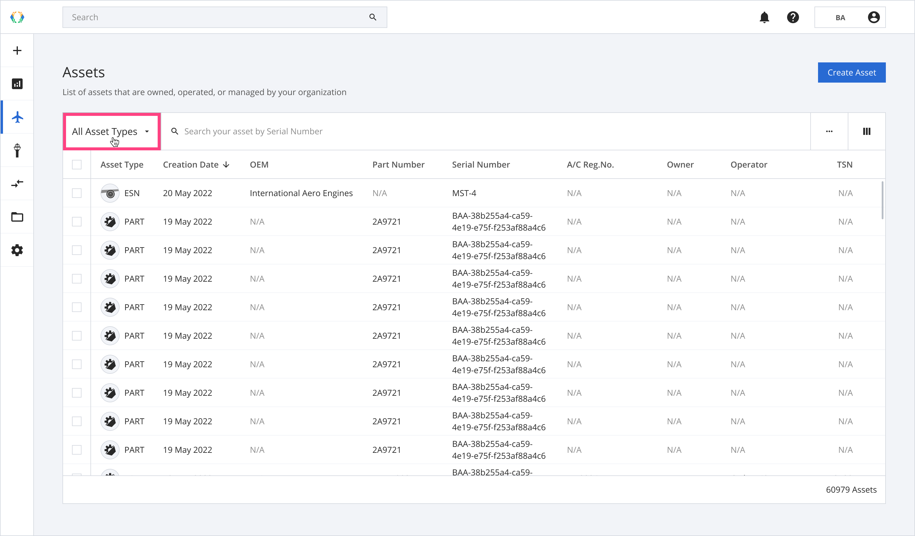 Select asset type