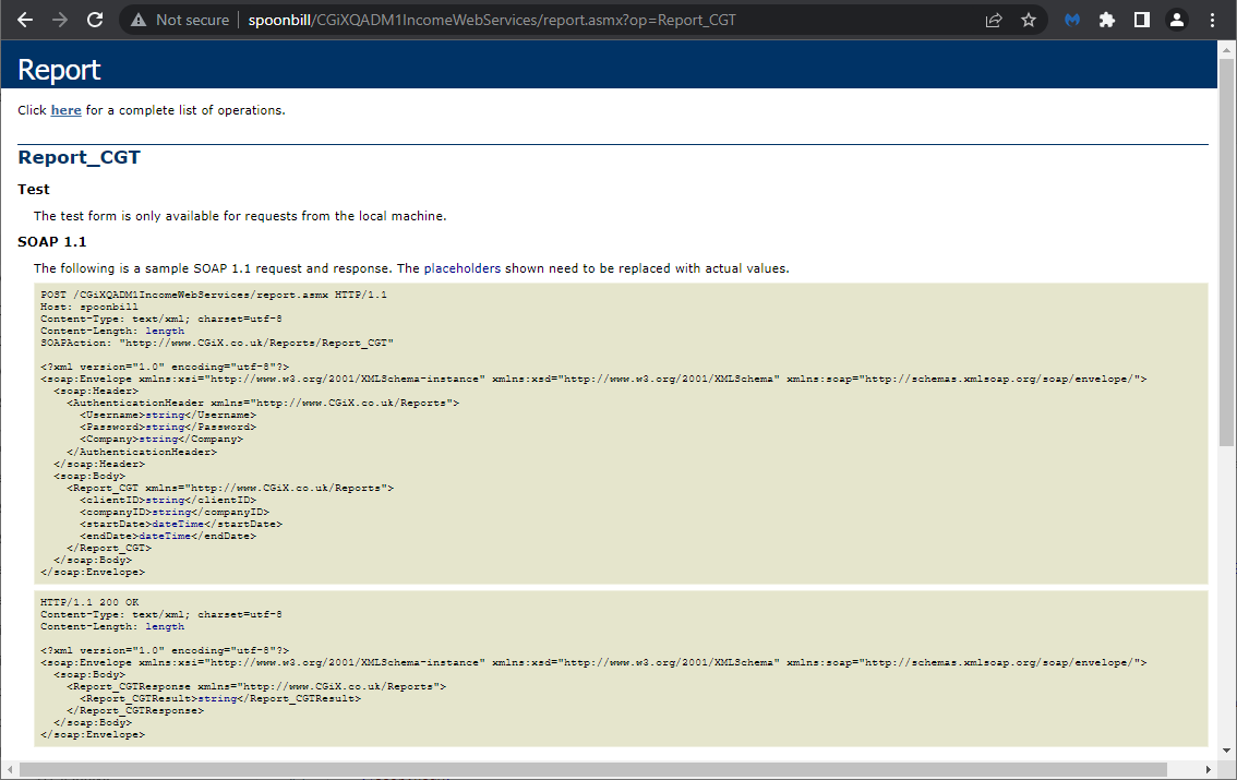 CGT Report WSDL Operation