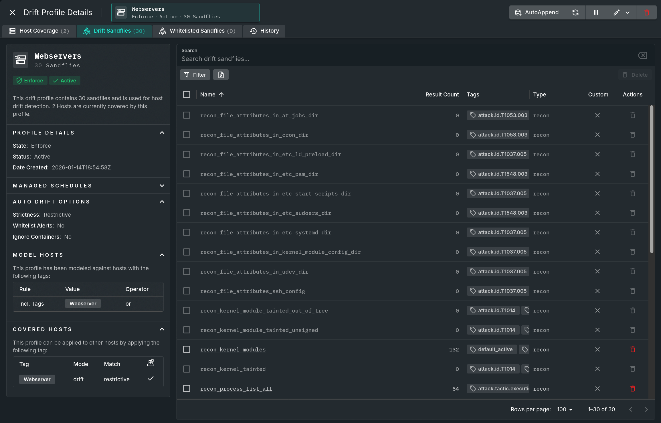Drift Profile Details Panel