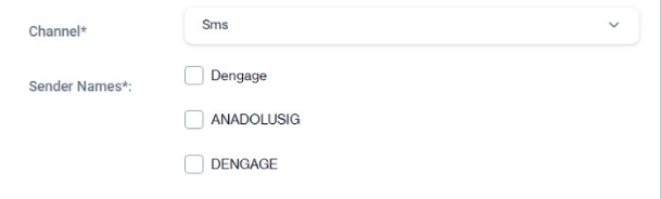 Selected Channel -> SMS