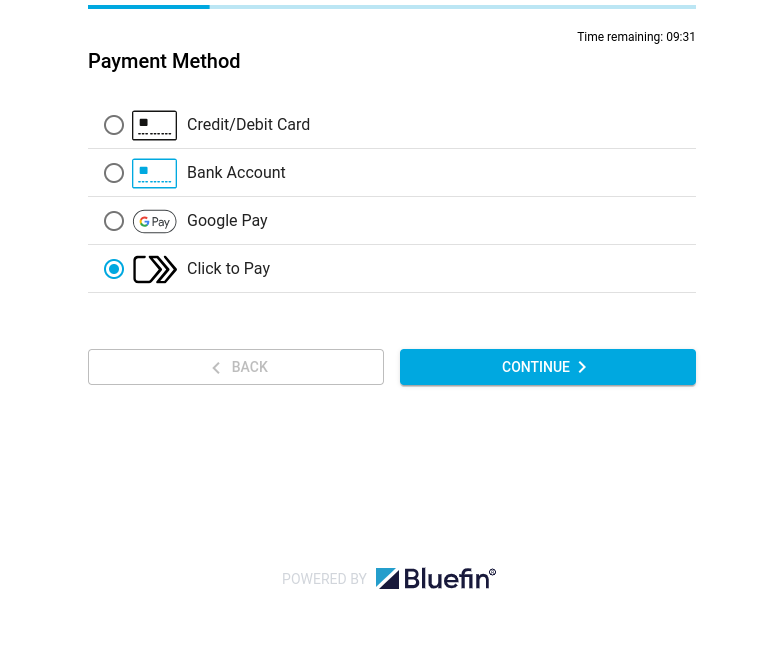Checkout Component: Selecting Payment Method - Mastercard Click to Pay