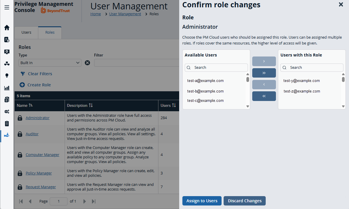 Assign a role to a user in EPM for Windows and Mac