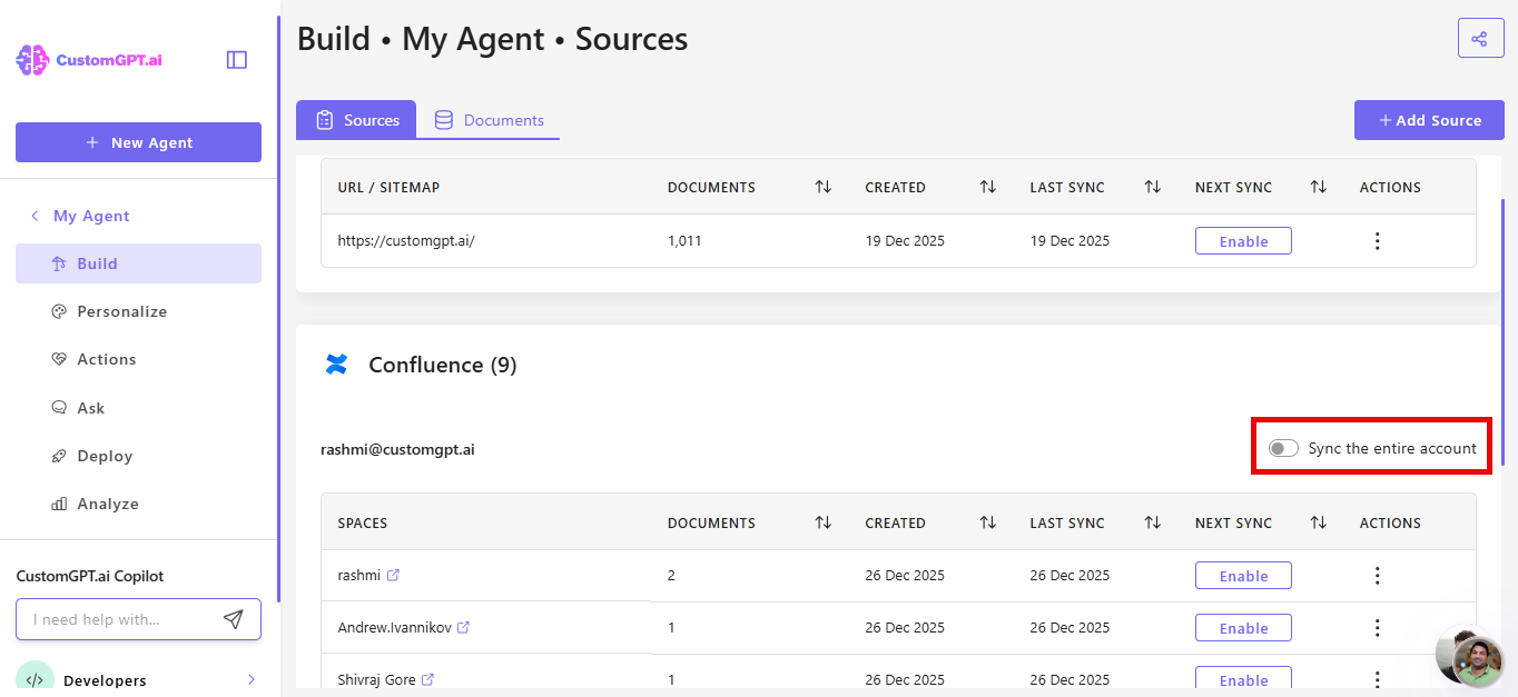 toggle button sync the entire ccount