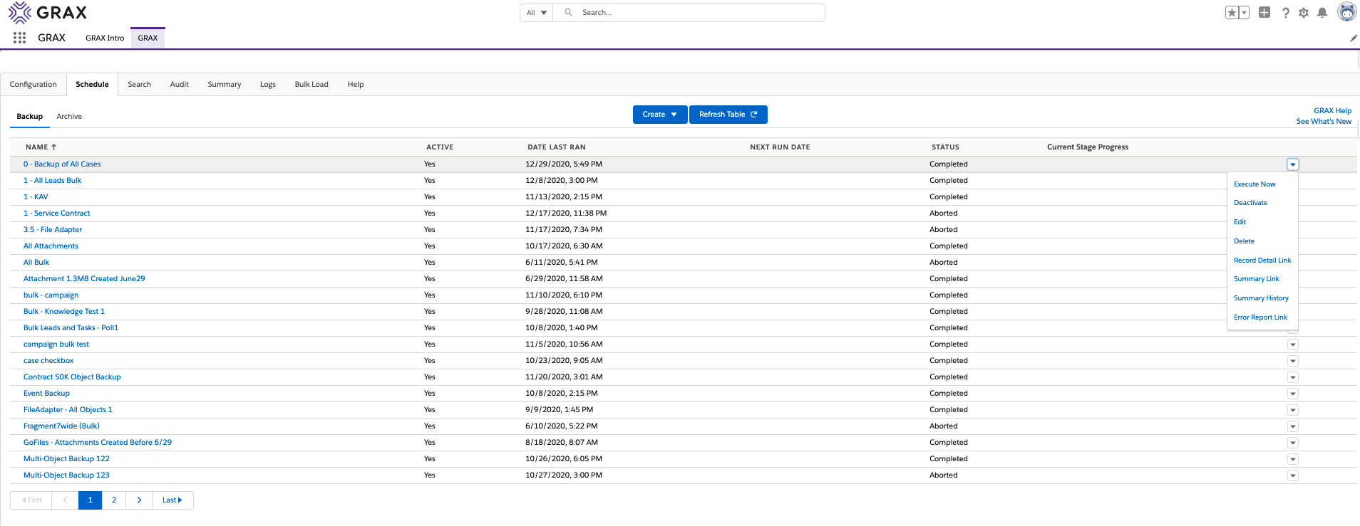 Screen Shot 2021-01-04 at 6.02.51 PM.png You will be able to access all relevant actions for a job by clicking the dropdown arrow towards the right side of the particular row.