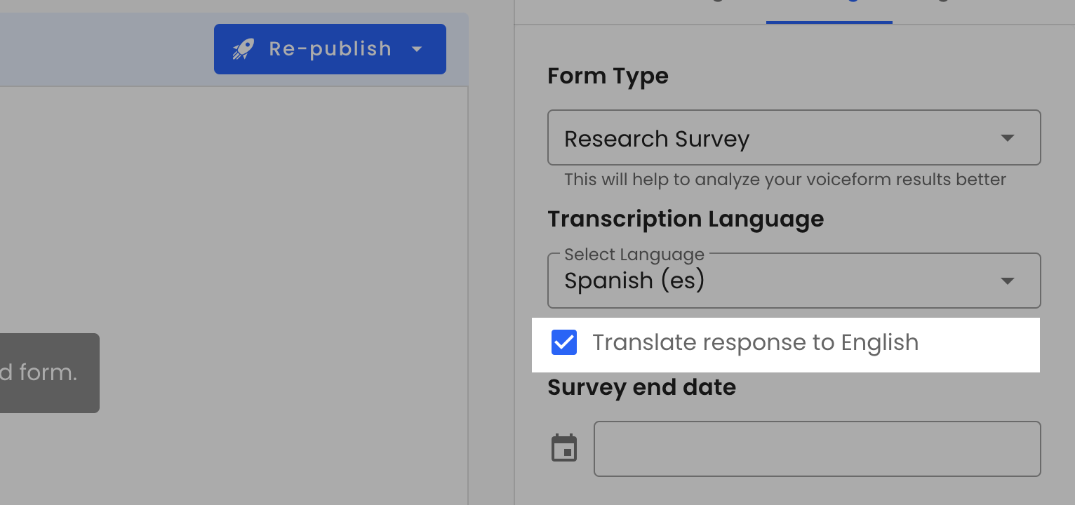 "Translate response to English" checkbox setting 