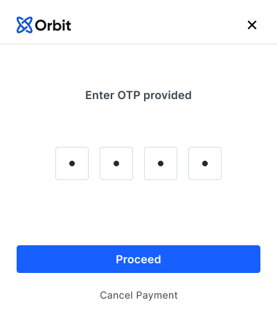 Validating the charge with the provided OTP