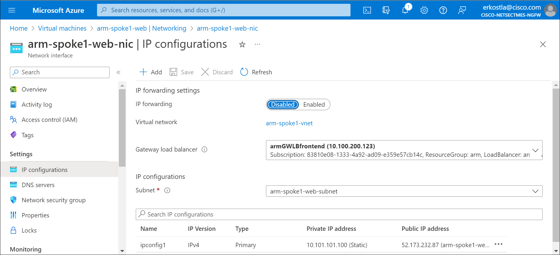 **Figure 4.** Associate a GWLB to a VM