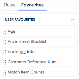 Your favourited rules can be found in the 'Favourites' tab