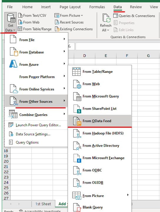 Starting with Excel OData feed