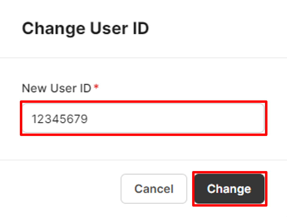 Enter the new User ID