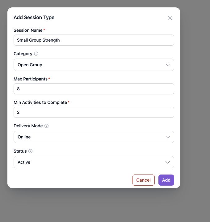 Add Session Type dialog