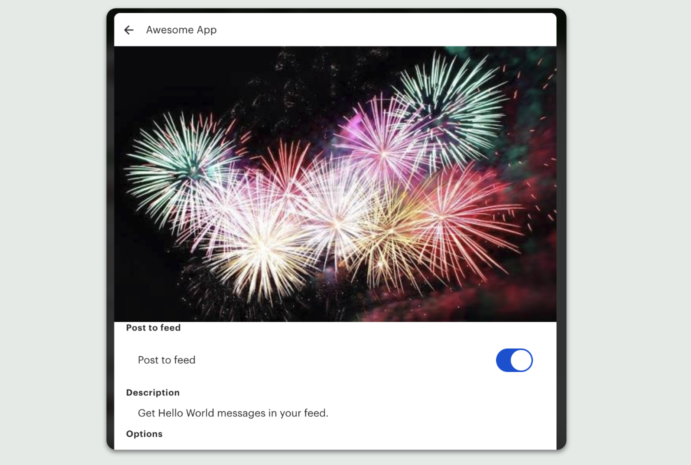 When the user clicks the app, they are taken directly to a page where they can view the app's description and configure which post categories from the app they want to receive.