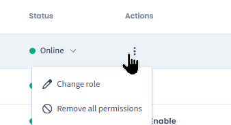 Screenshot with the user management options