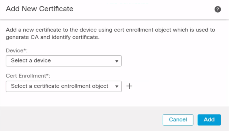 Figure 2: Add Certificate Dialogue Screen.