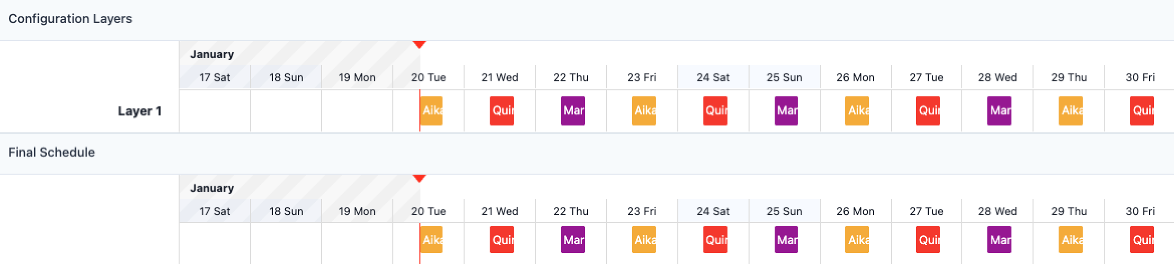 Example 1 final schedule