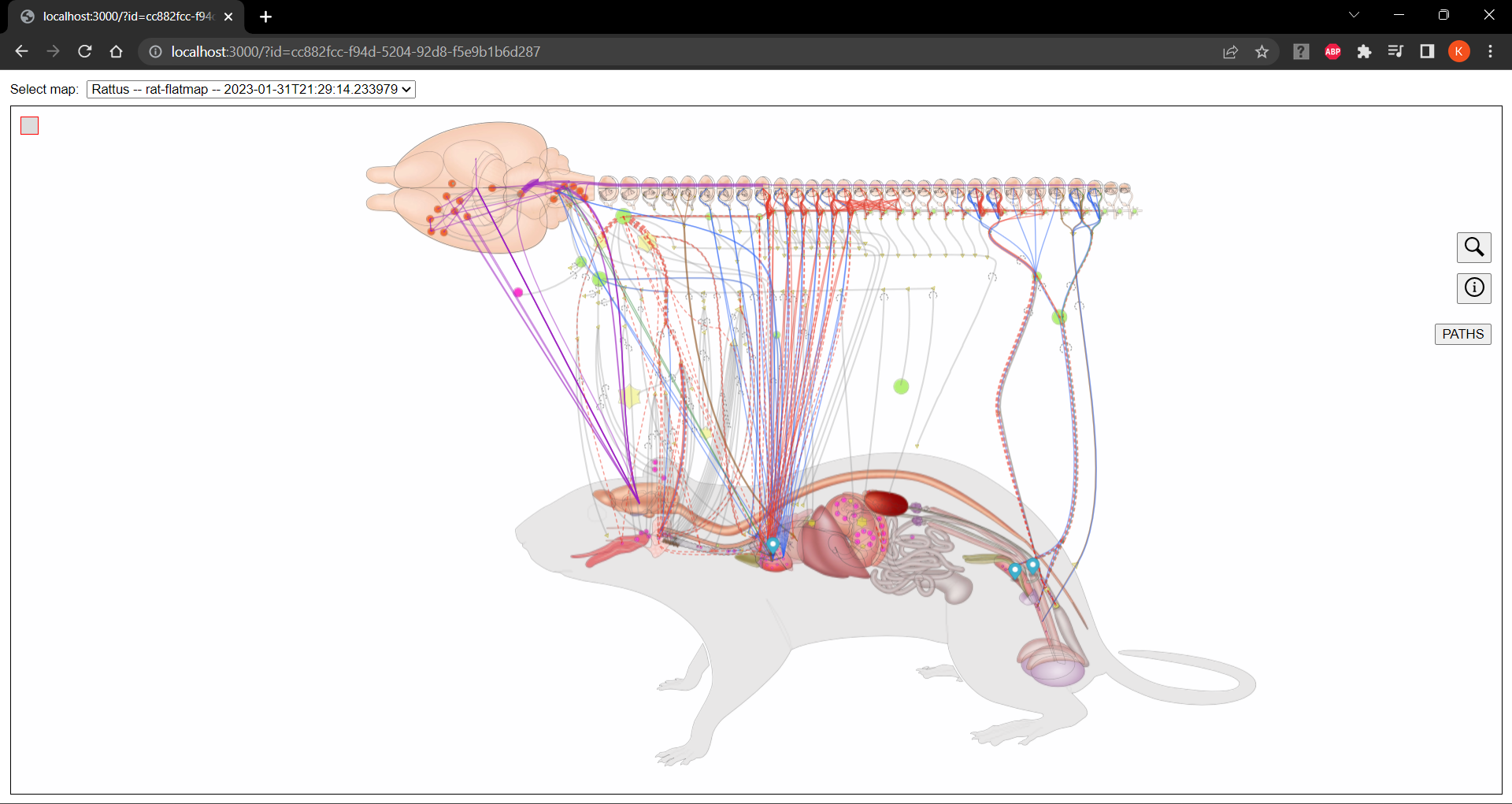 Figure 14: Generated map, viewed in a browser on localhost:3000.