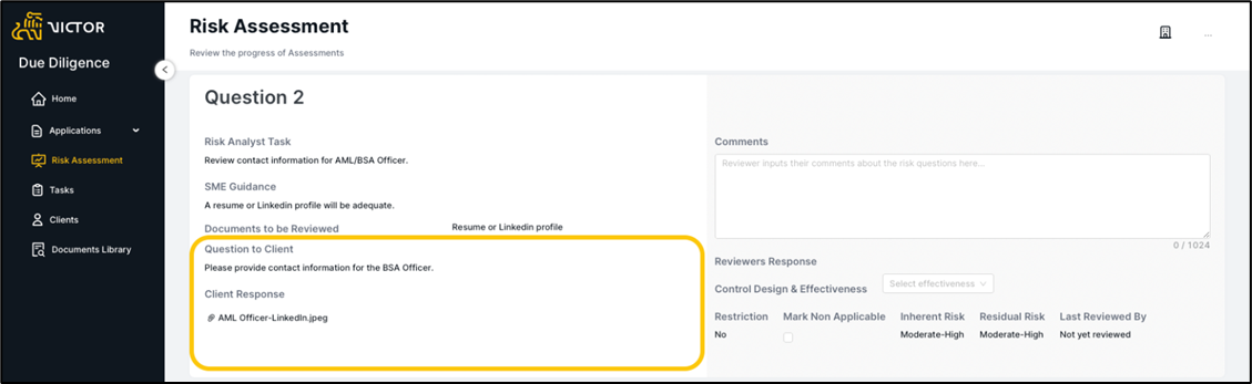 Figure 21. Question to client and their response