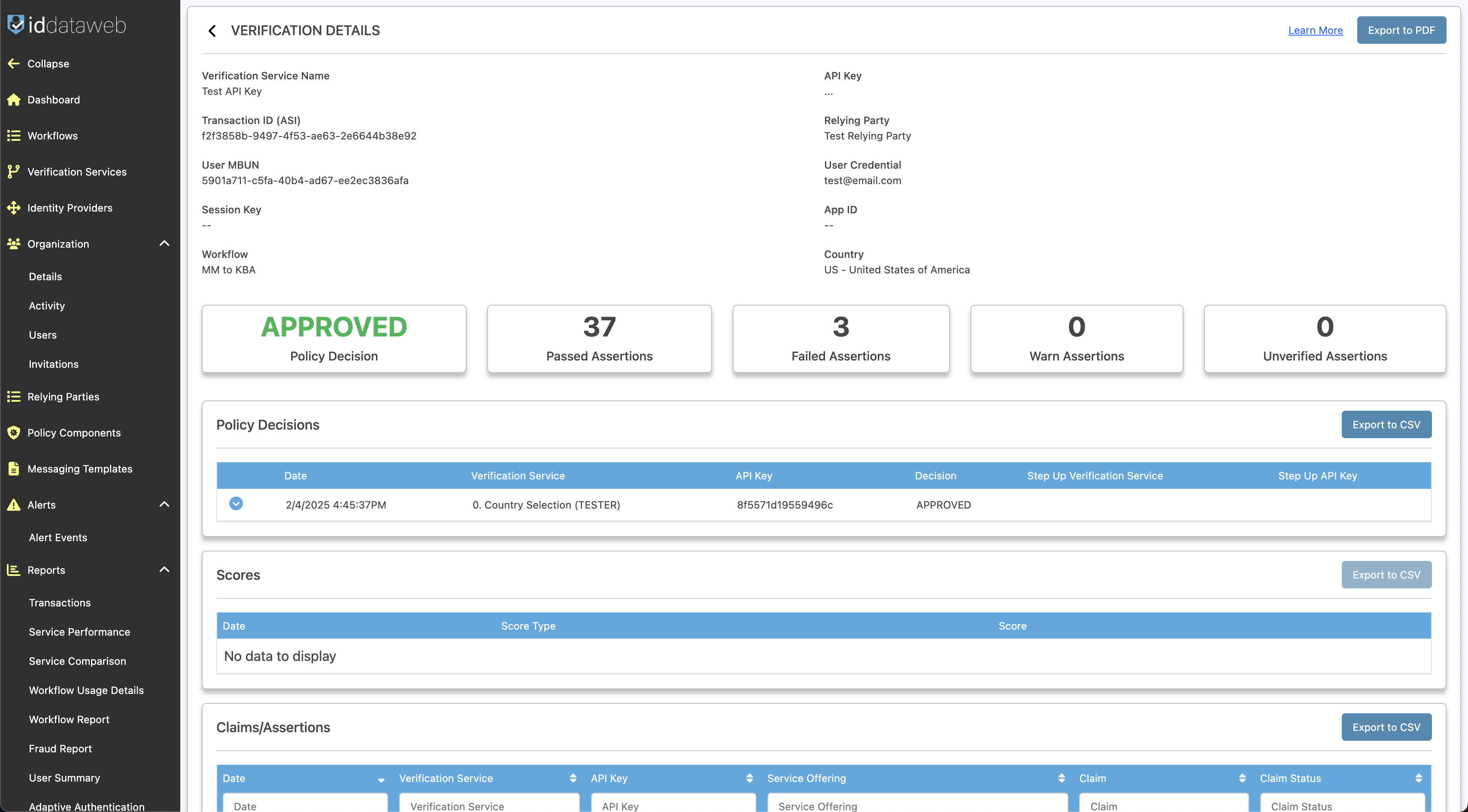 Verification Transaction (Details) View