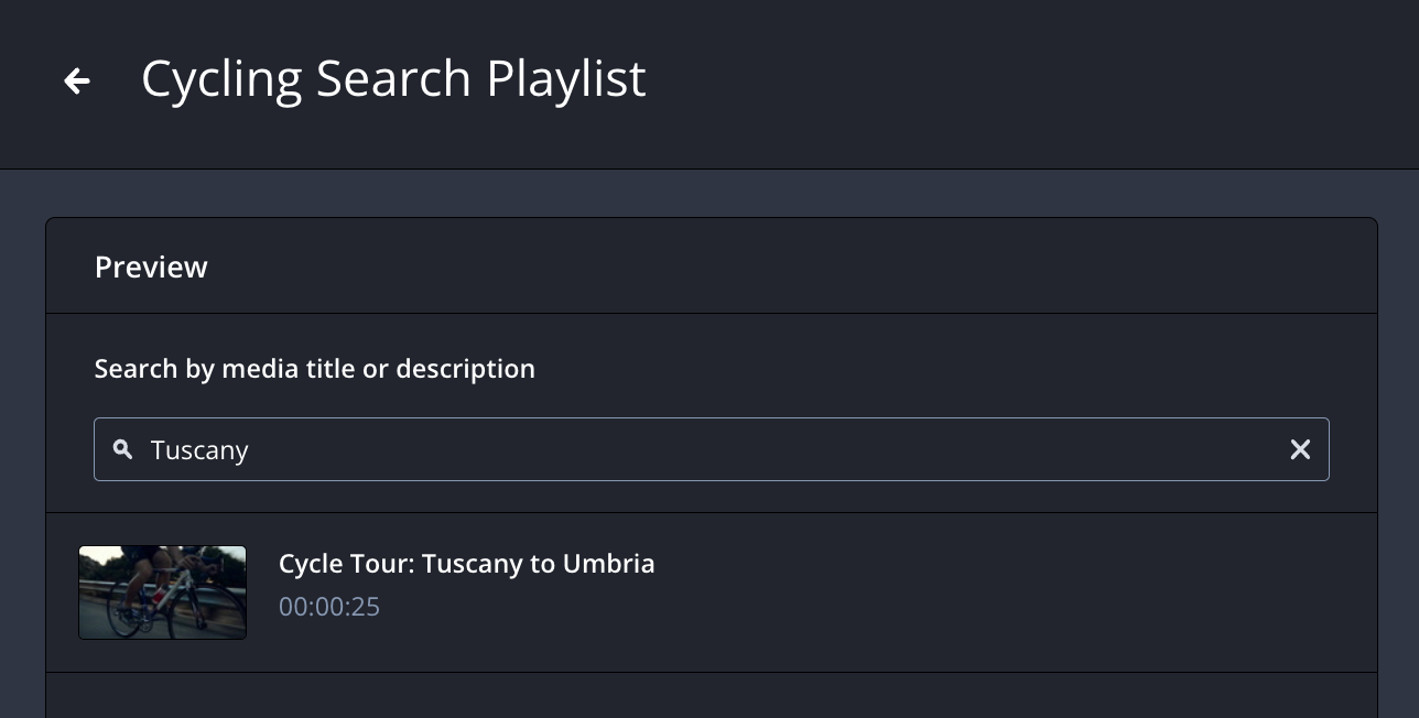 Search playlist preview