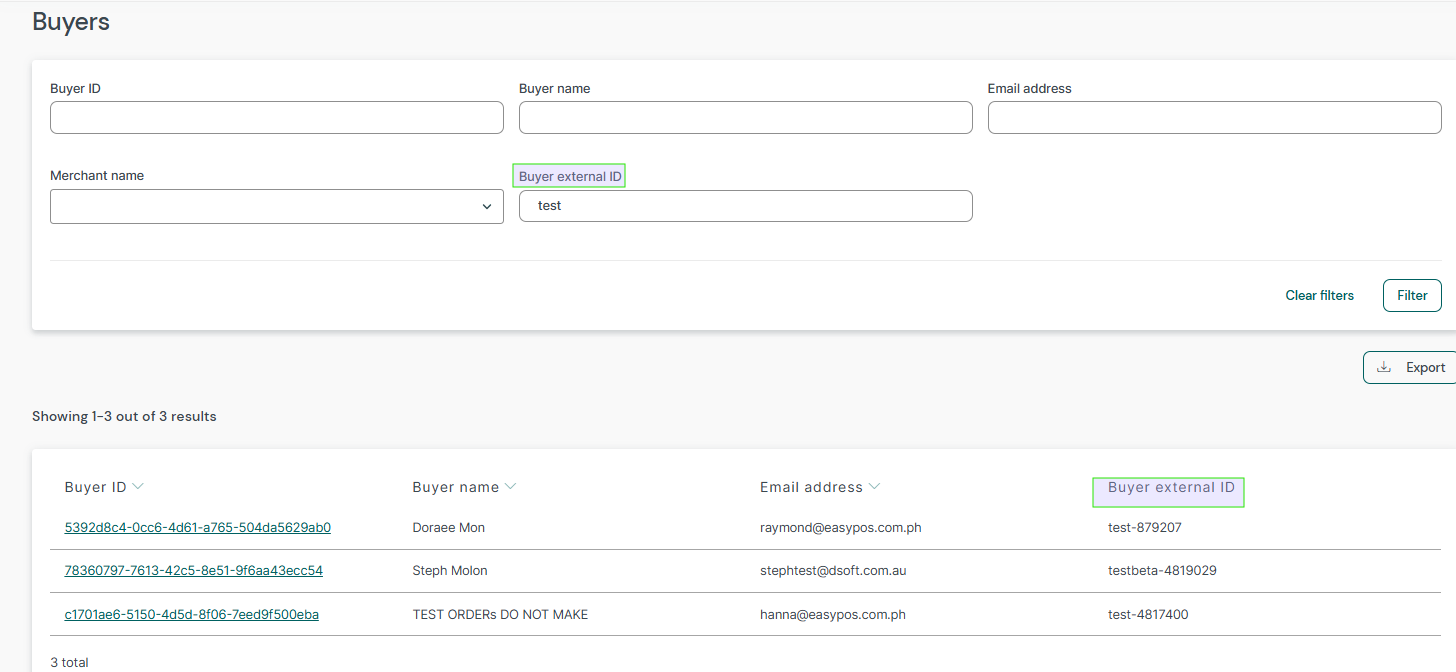 Buyer listing screen with new filter