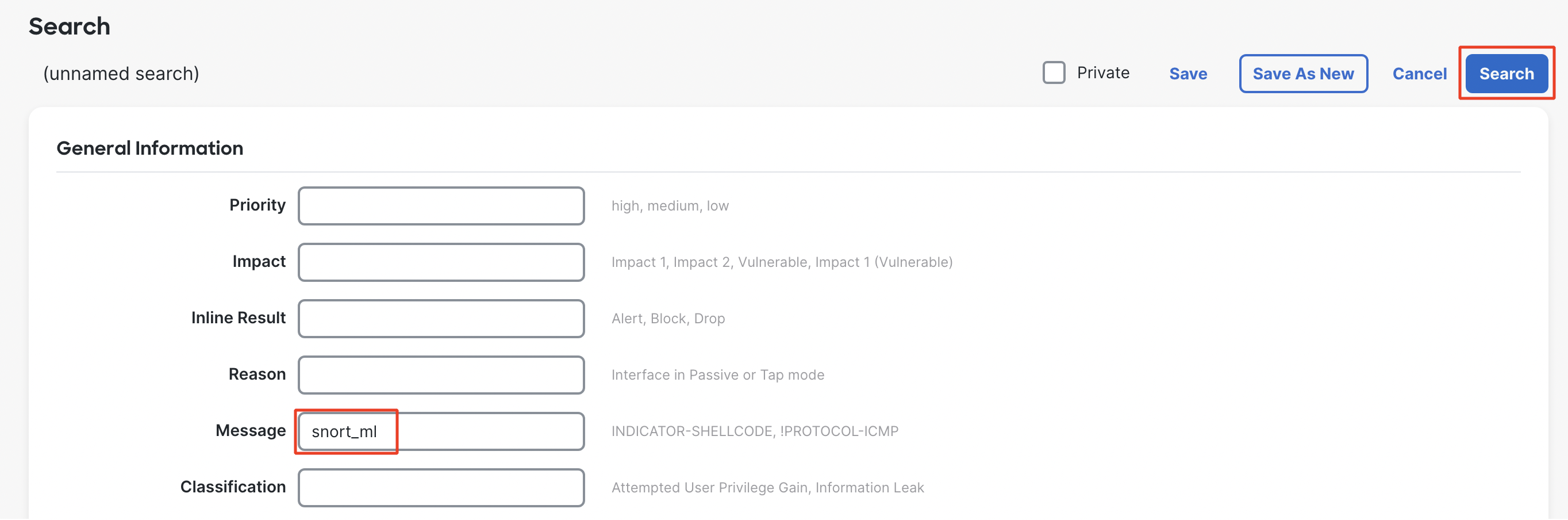 Filtering Intrusion events